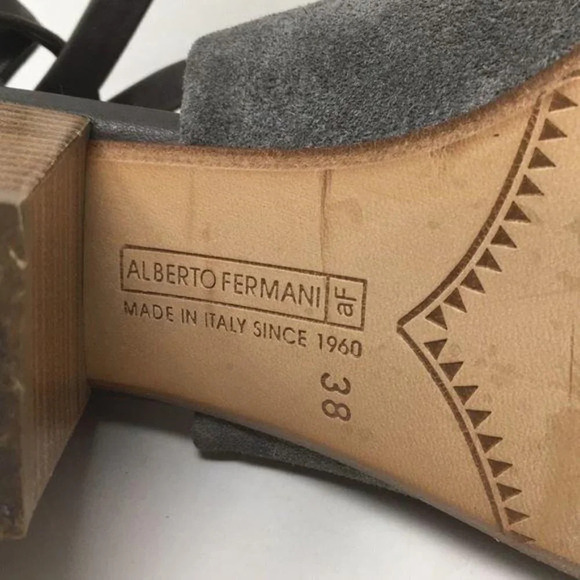 Alberto Fermani Shoes Sandals Heels Mules Lace Up Leg Italy Gray Suede 38 US 8 - Picture 16 of 16